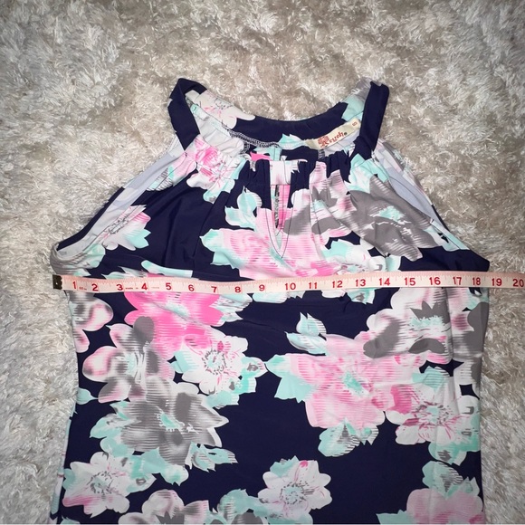 Aryeh Navy Tropical Print Slip On A Frame Dress is Bright Colors - Size Small - Picture 8 of 8